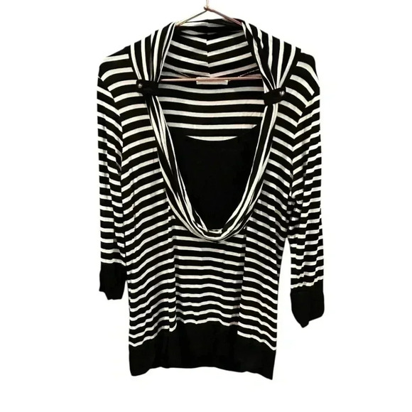 Design History Black and white striped cowl neck top size M - Picture 2 of 6